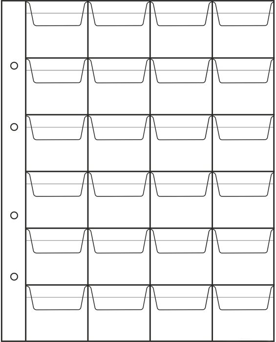 Лист для хранения монет на 24 ячейки (формат Optima) (200х250 мм)