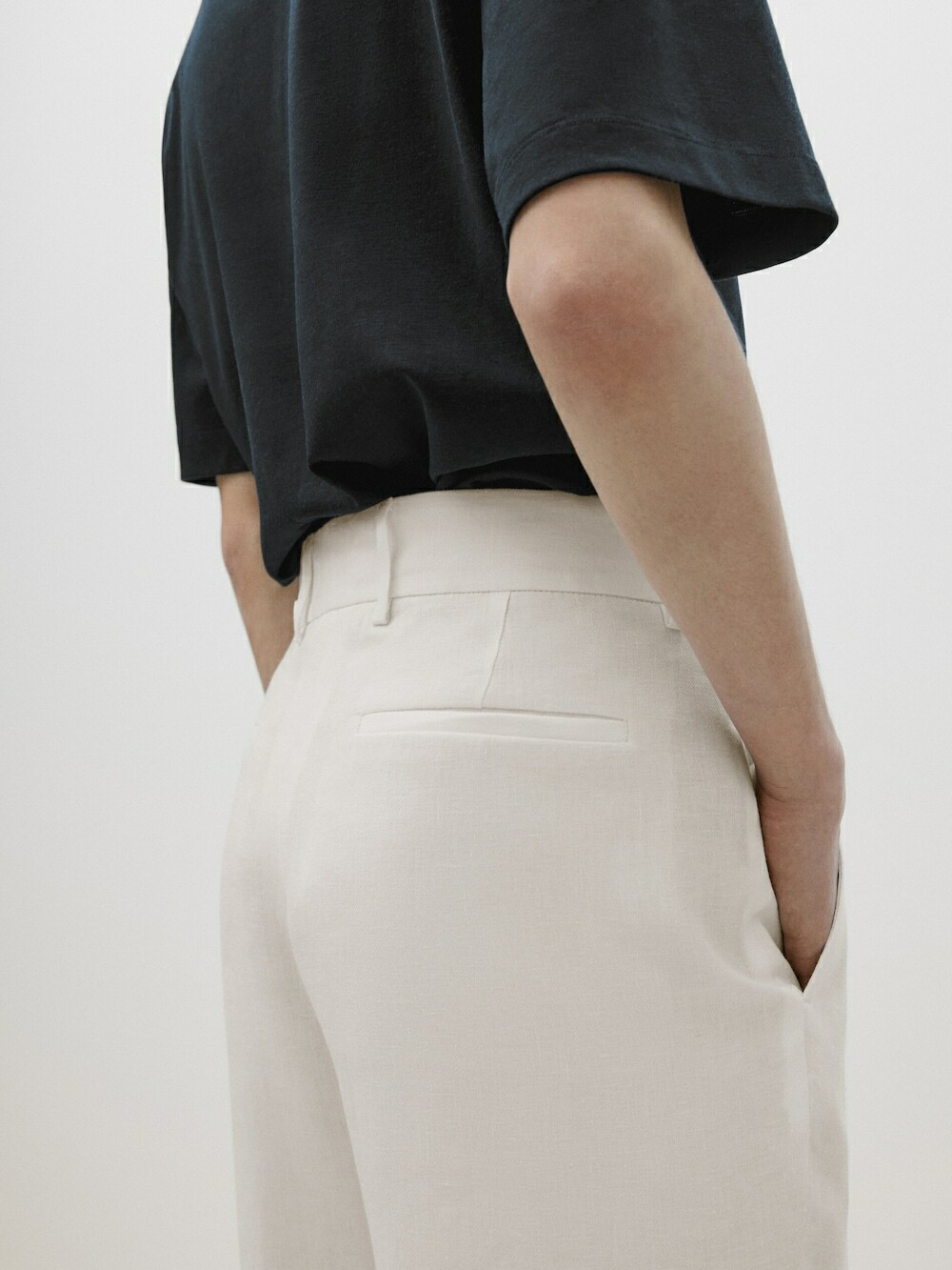 Massimo Dutti Льняные брюки с прямой посадкой - limited edition, натуральный