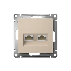 Розетка компьютерная 2-м AtlasDesign RJ45+RJ45 кат.5E механизм песочн. SE ATN001285