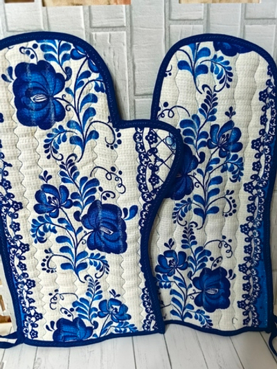 Комплект прихватка для кухни Рукавичка Гжель