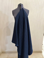 Костюмно-плательная жаккардовая фактурная шерсть (Marzotto, 100%шерсть, Синий однотон с тонкой клеткой, 149, 260 гр/м2)