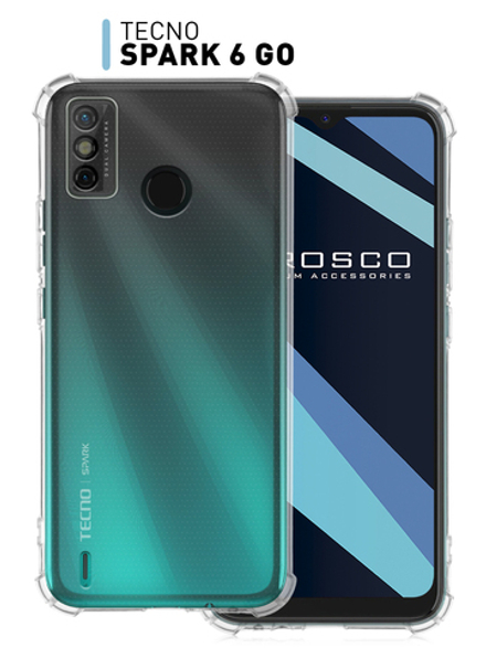 Чехол ROSCO для Tecno Spark 6 Go оптом (арт. TCN-S6GO-HARD-TPU-TRANSPARENT)