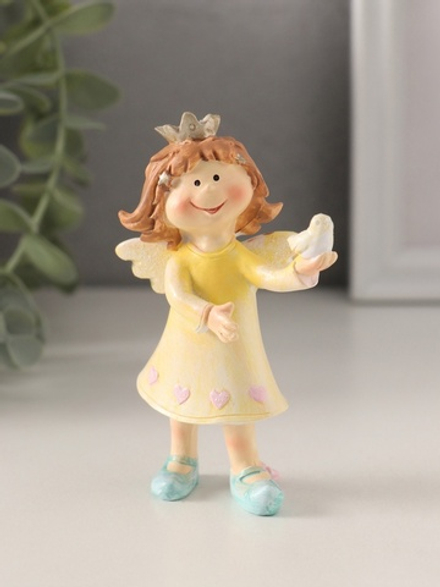 10583302 Принцесса-ангел в желтом платье с голуб. 7*4*10см