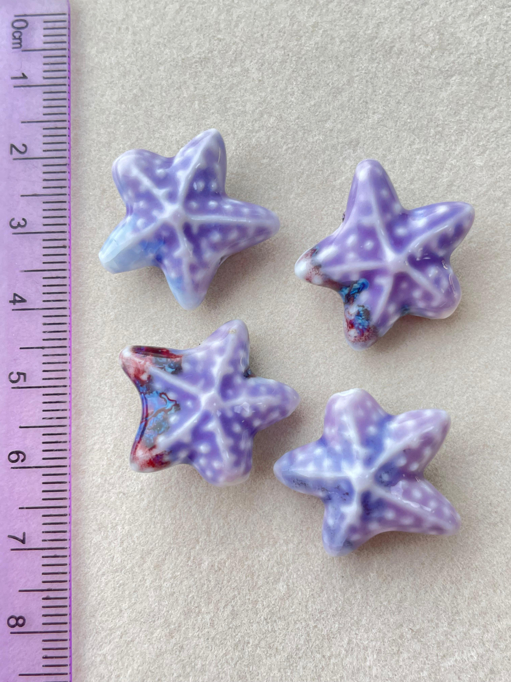 239-сг Керамическая бусина "Морская звезда" 20*21мм, сиренево-голубой