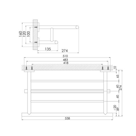 Steinberg Серия 650 Полочка для полотенец, из латуни, хром 650 2750