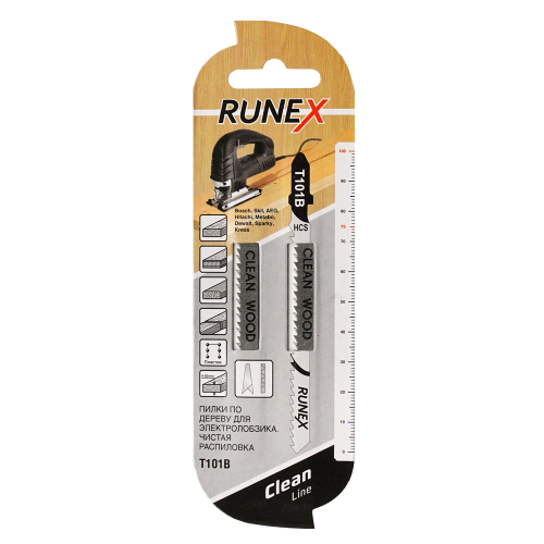 Пилки 100x75 мм 10 з/д (древес,ДСП,пластмасса h=4-30mm)чистая распил.Т101В 2шт/уп "Runex"
