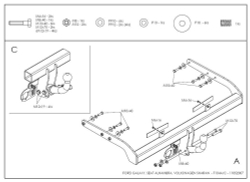 Фаркоп оцинкованный Galia F104A для Ford Galaxy 2000-2006, SEAT Alhambra 2000-2010, Volkswagen Sharan 2000-2010(паспорт и сертификат в комплекте)(без электрики)