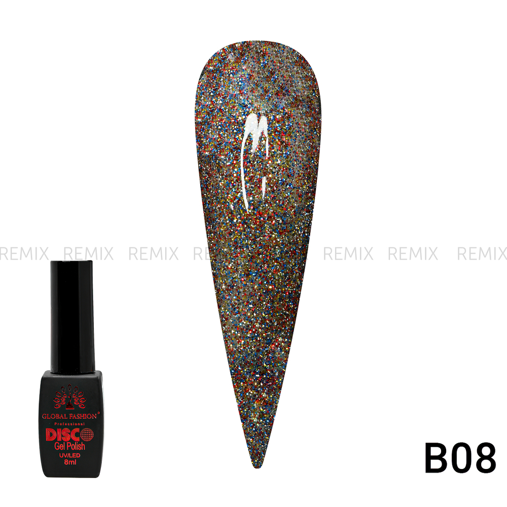 Гель лак Disco Gel Polish, Global Fashion, светоотражающий, 8 мл B08