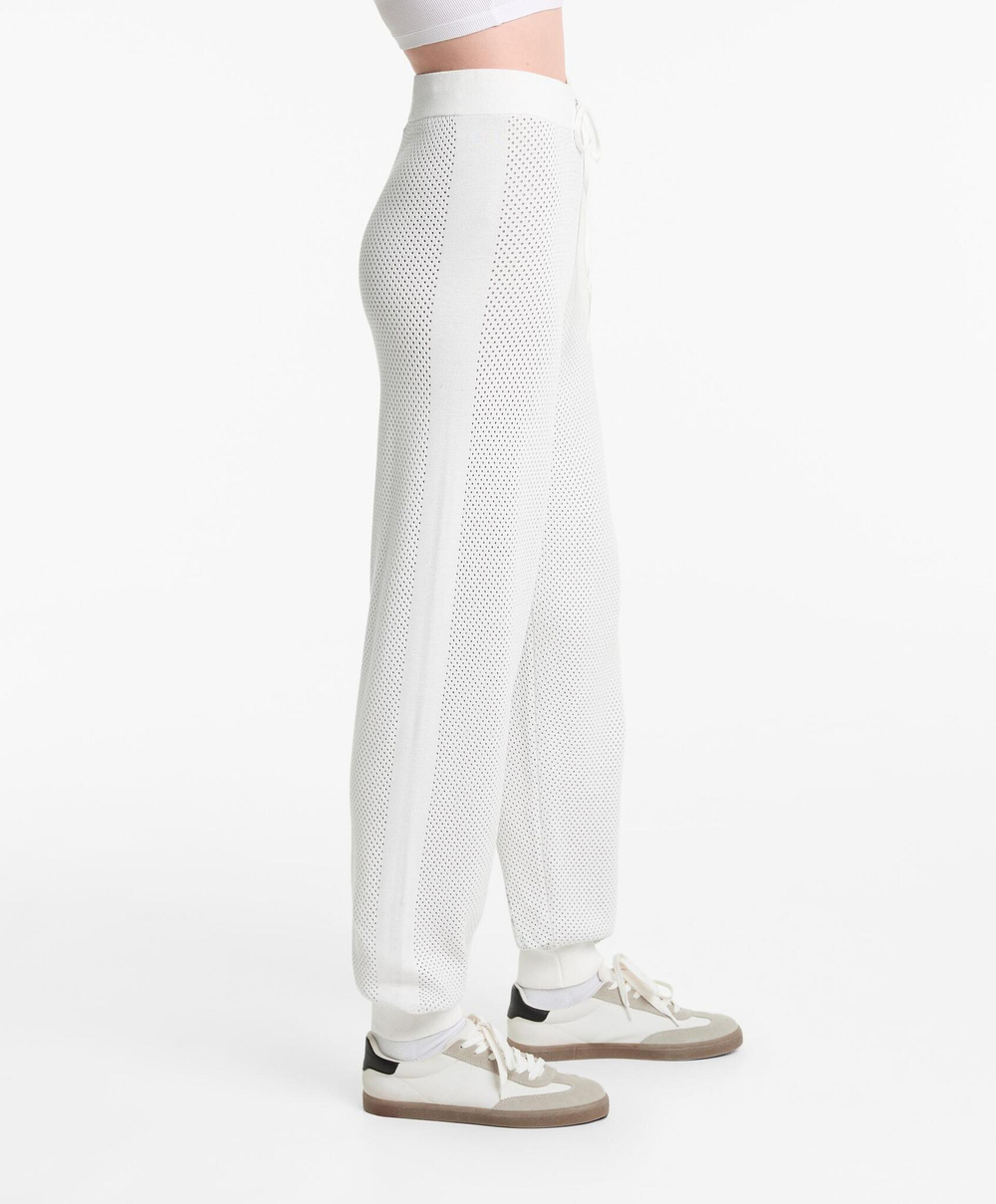 OYSHO Брюки-джоггеры из ажурного трикотажа, белый