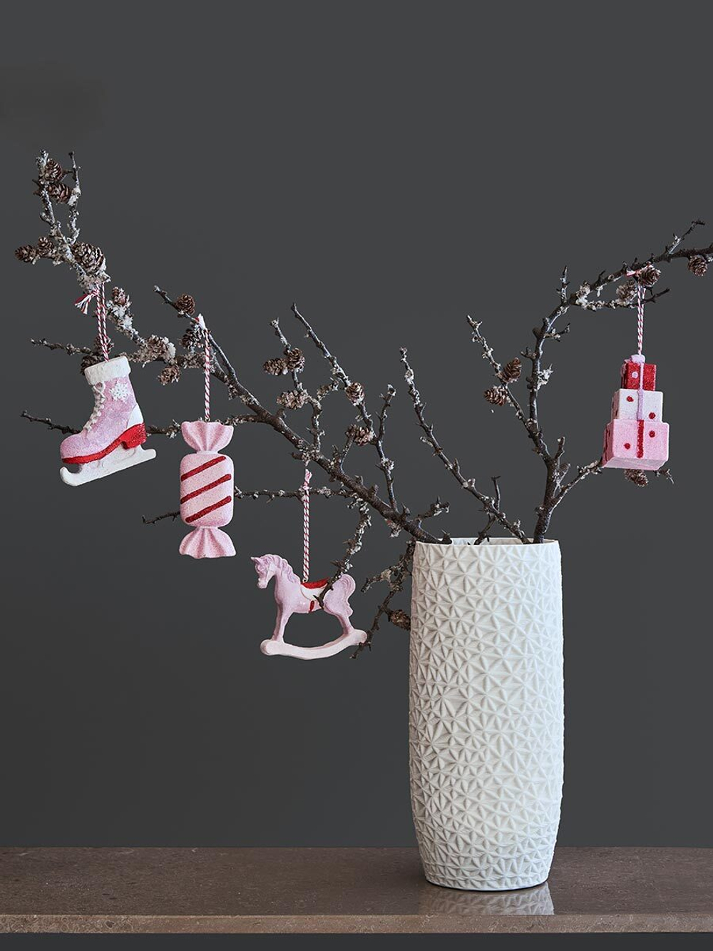 Набор ёлочных украшений pink fairytale из коллекции new year essential, 4 шт.