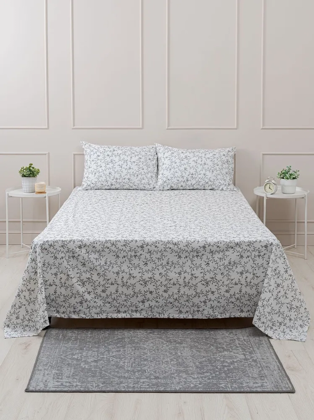 YERRNA простыня 240*260 белый со цветами