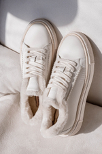 Короткие зимние кеды из натуральной кожи SIENA white