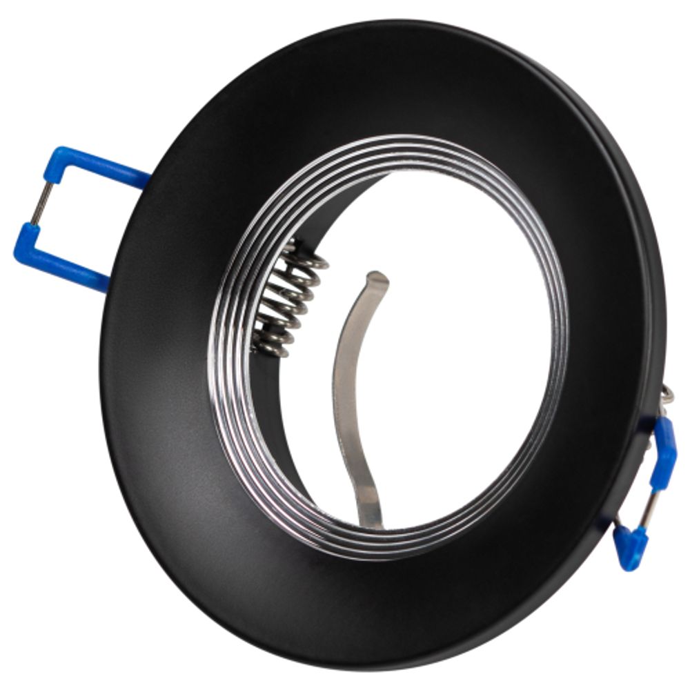 Встраиваемый светильник алюминиевый ЭРА KL107 BK/SL MR16 GU5.3 черный серебро | Алюминиевые встраиваемые светильники