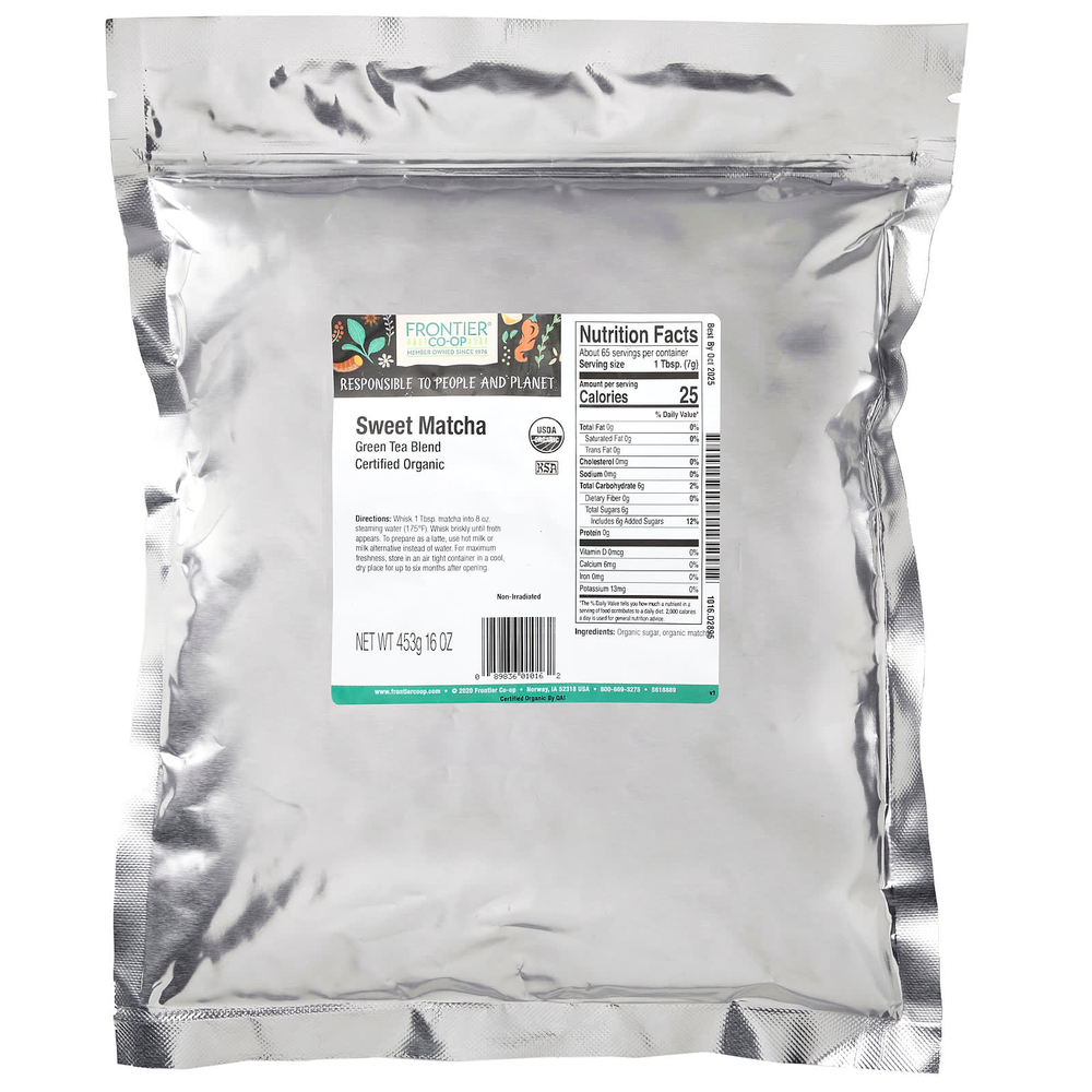 Frontier Co-op, Органический сладкий матча, смесь зеленого чая, 453 г (16 унций)