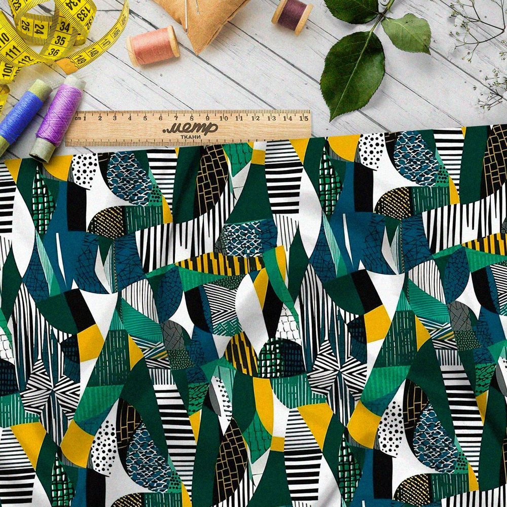 Ткань премиум флис этнические изумруды