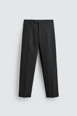 ZARA КОСТЮМНЫЕ БРЮКИ ИЗ ВИСКОЗЫ И КОНОПЛИ, ЧЕРНЫЙ