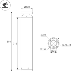 Светильник LGD-OTIS-20W-H800 Warm3500-MIX (Вишня, 315 deg, 230V) (Arlight, IP65 Металл, 5 лет) 055762