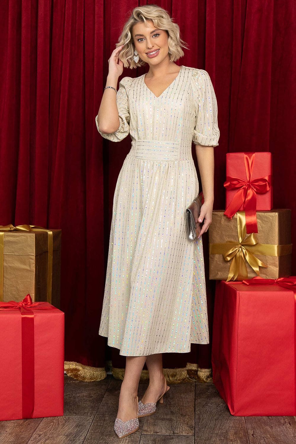 Платье праздничное Мадлен (белое золото) П14603-18М LT Collection