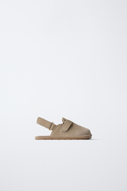 ZARA КОЖАНЫЕ САБО BAREFOOT, ПЕСОЧНО-КОРИЧНЕВЫЙ