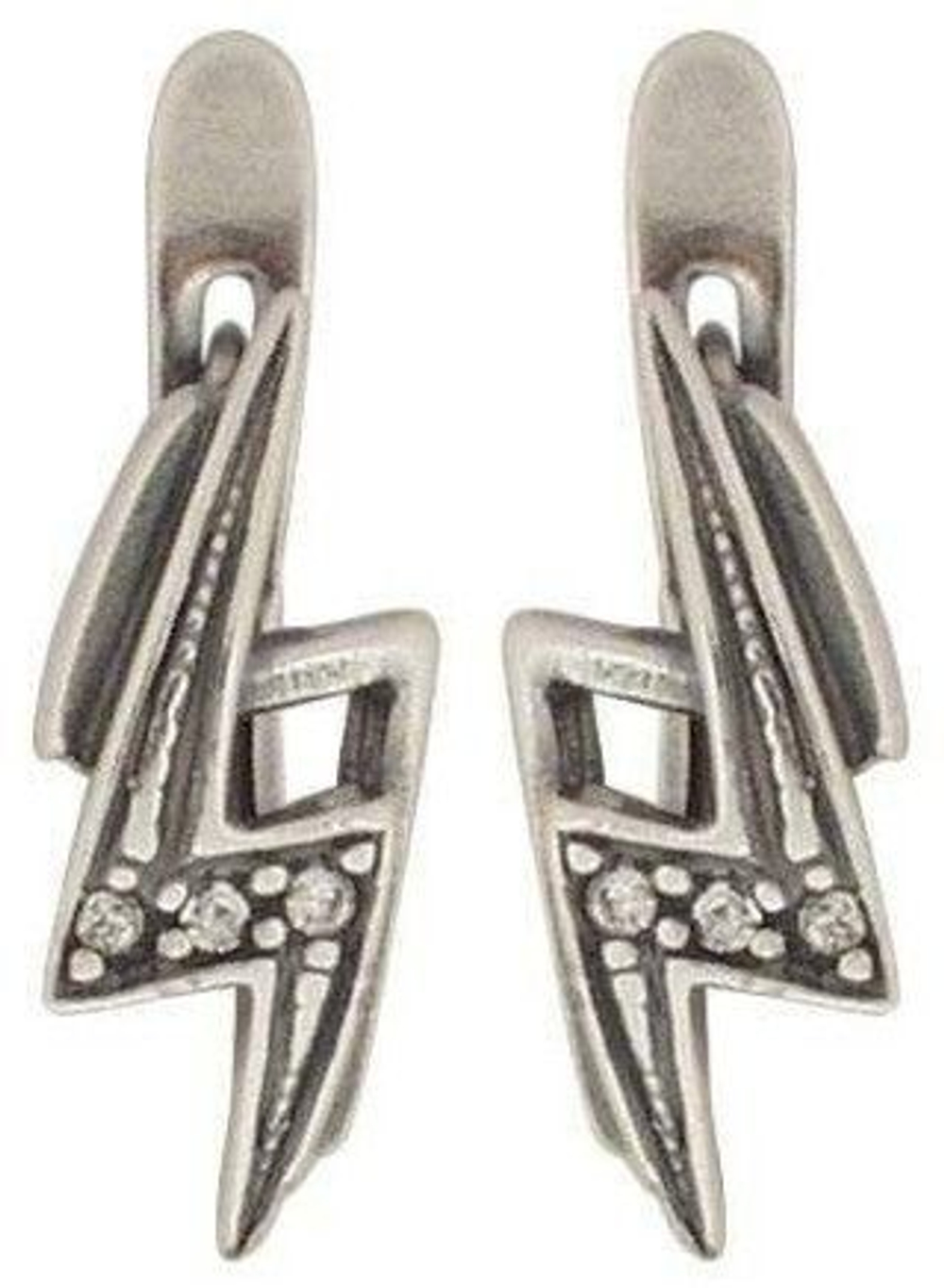 "Молния" серьги в серебряном покрытии из коллекции "Нимфа" от Jenavi  с английским замком