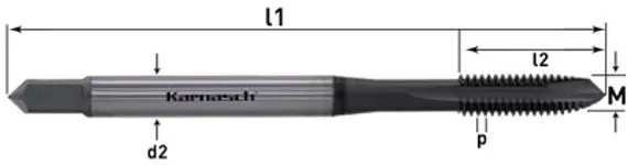 Метчик машинный Karnasch M2x0,4 мм, HSSE-PM, DIN 371, арт. 20.2023.02