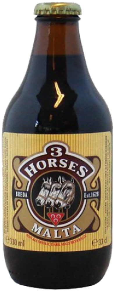 Пиво  3 Horses malta б/а  0.33 л.- Стекло (24 шт.)