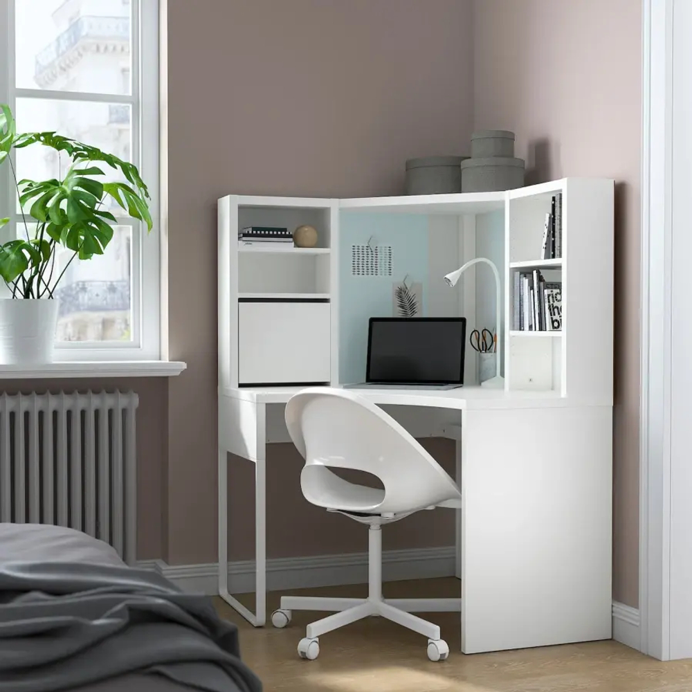 Угловой письменный стол - IKEA MICKE, 100х100 см, белый, МИККЕ ИКЕА