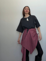 Баска-фартук с кулисками из малиновой шерсти