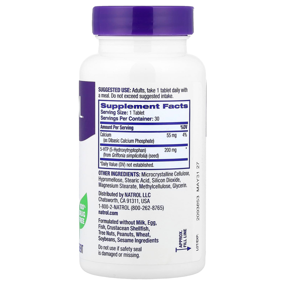 Natrol, 5-HTP, медленное высвобождение, 30 таблеток