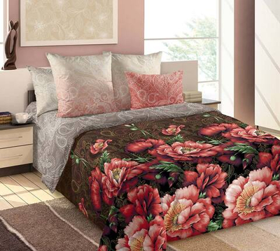 Постельное белье поплин Евроразмер Маковый цвет 1