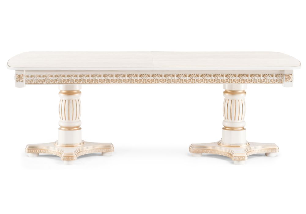 Деревянный стол Морнит 220(320)х110 слоновая кость / золото