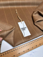 Двусторонний (double-face) пальтовый кашемир с шерстью (80%кашемир/20%шерсть, Бежевый кэмел с тонкой вертикальной полосой/сливочный, 151, 393 гр/м2)