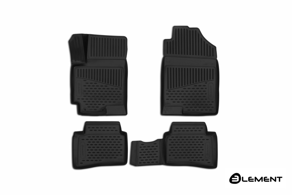 Коврики Standard, 3D в салон HYUNDAI Solaris, 2017- , Comfort, 4 шт. (полиуретан, чёрные) Element.ELEMENT3D2065210