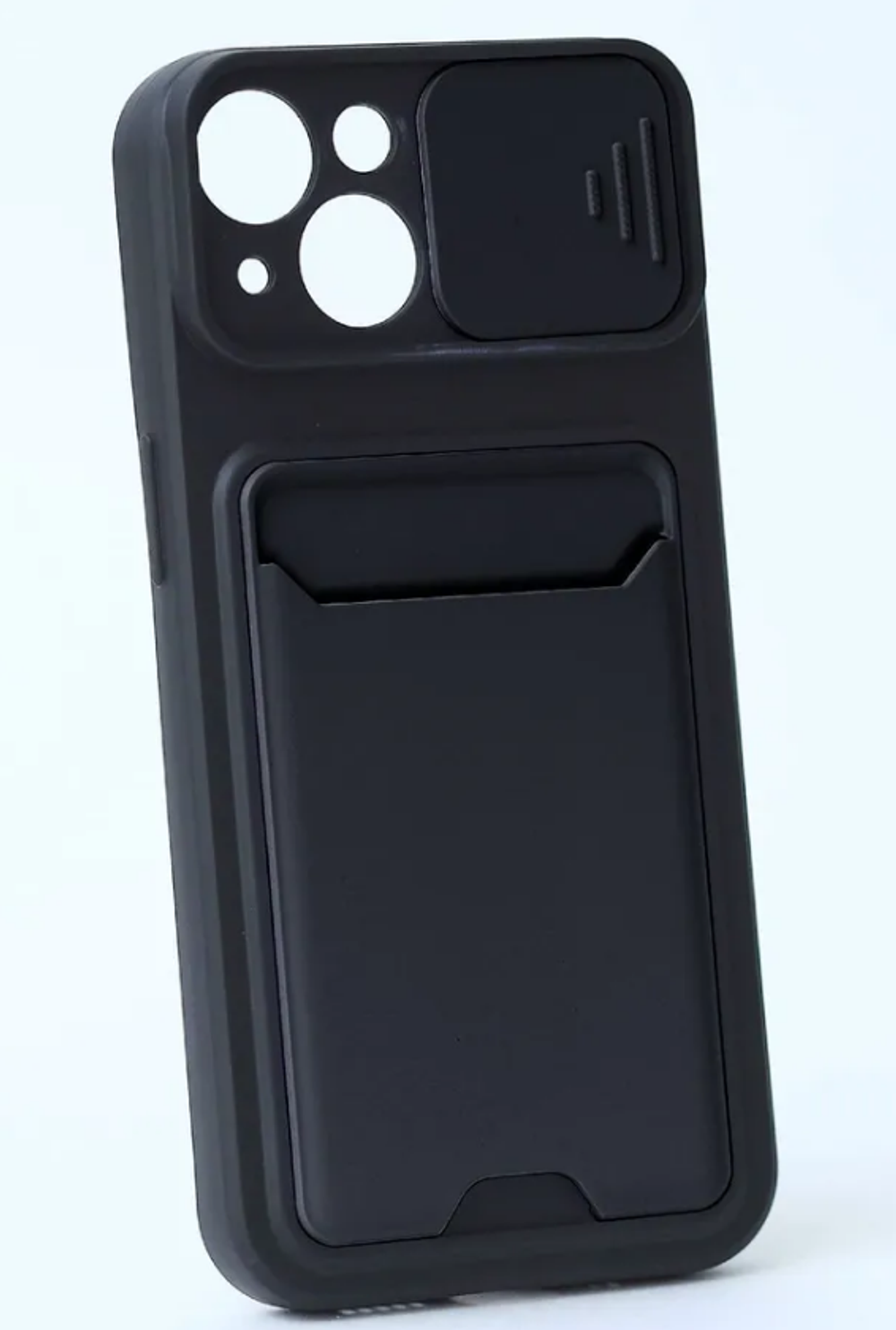 Чехол с картхолдером и защитой камеры для iPhone 14 Pro (черный)