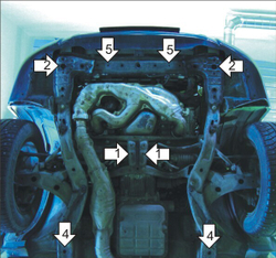 Защита картера Двигателя, КПП. 5 мм, Алюминий. для Subaru Forester 2005-2008, Subaru Forester 2002-2005 MOTODOR.32201