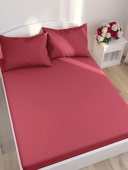 Простынь на резинке Полисатин Simple House "Малина" 120x200 см