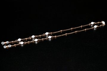 Цепочка золотистая жемчужины овальные 328, 70 см