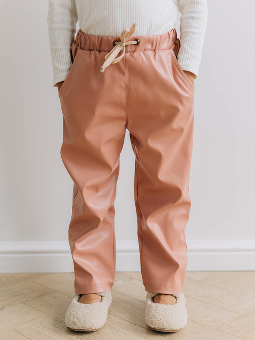 Брюки из экокожи, Пудровый