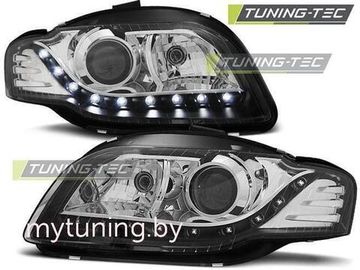 Передние фары Audi A4 B7 daylight black
