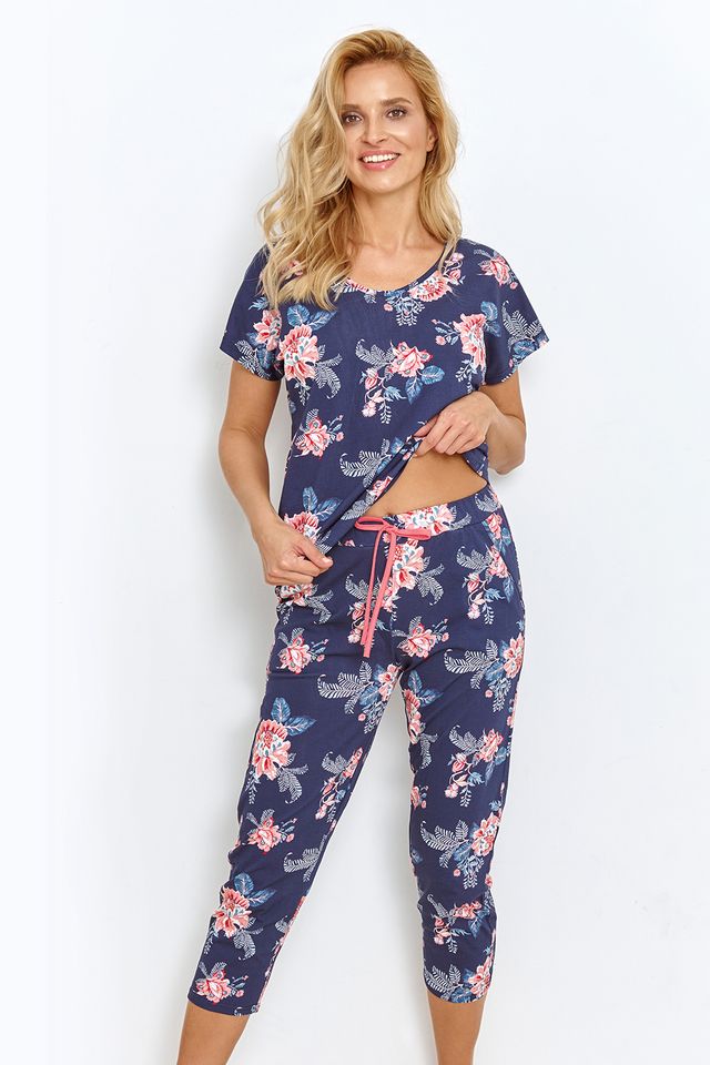 Синяя женская пижама Ellie с цветочным принтом