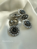 Пуговицы Шан. серебро черно-белая эмаль