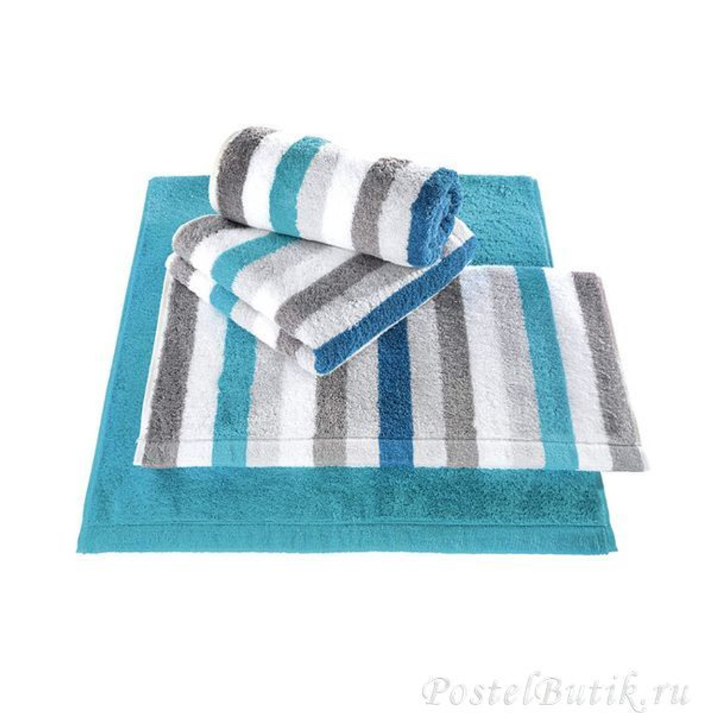 Махровое полотенце Life Style 7052 Sport Streifen бирюзовое от Cawo Германия