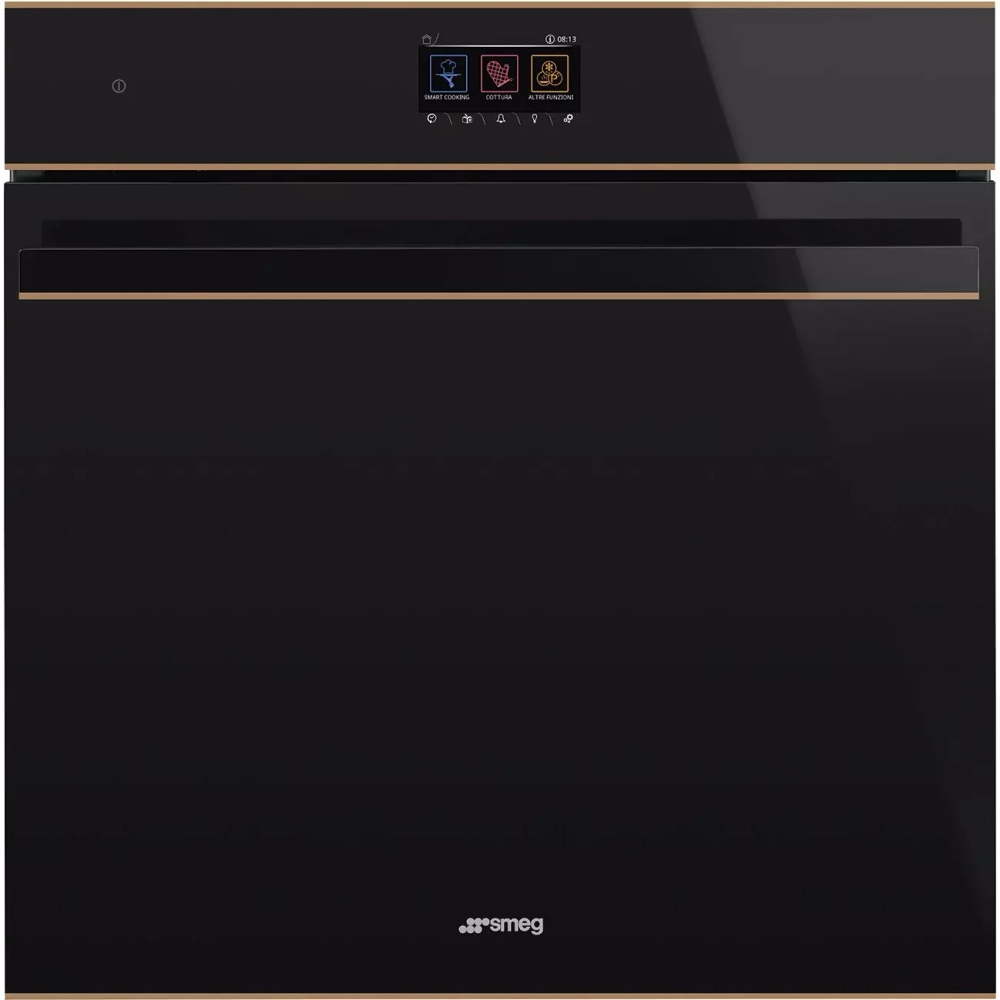 SMEG SO6604S4PNR Многофункциональный духовой шкаф, комбинированный с паром, 60 см, 20 функций, черное стекло Eclipse, медный профиль