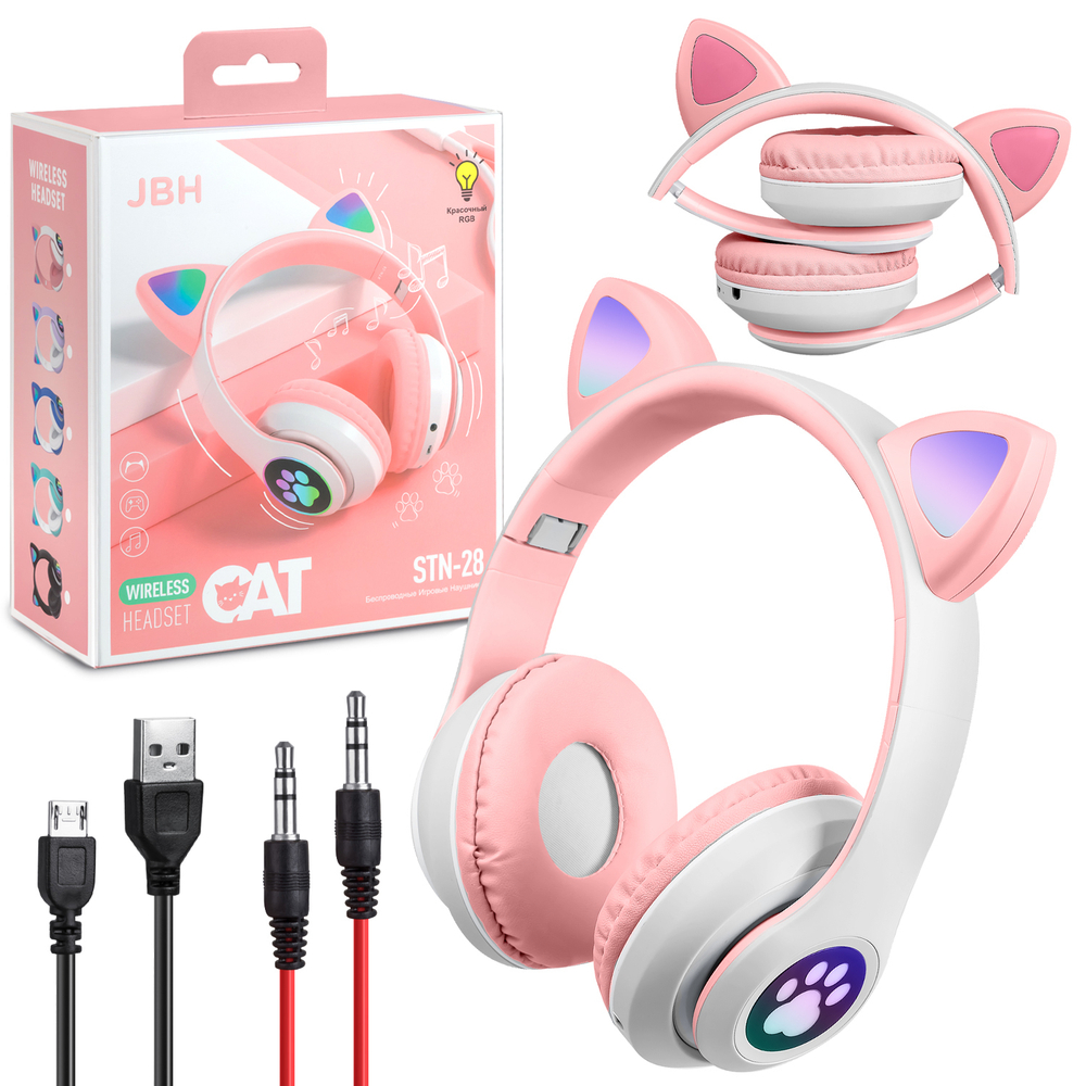 Полноразмерные Bluetooth  наушники Cat STN-28 (розовый)