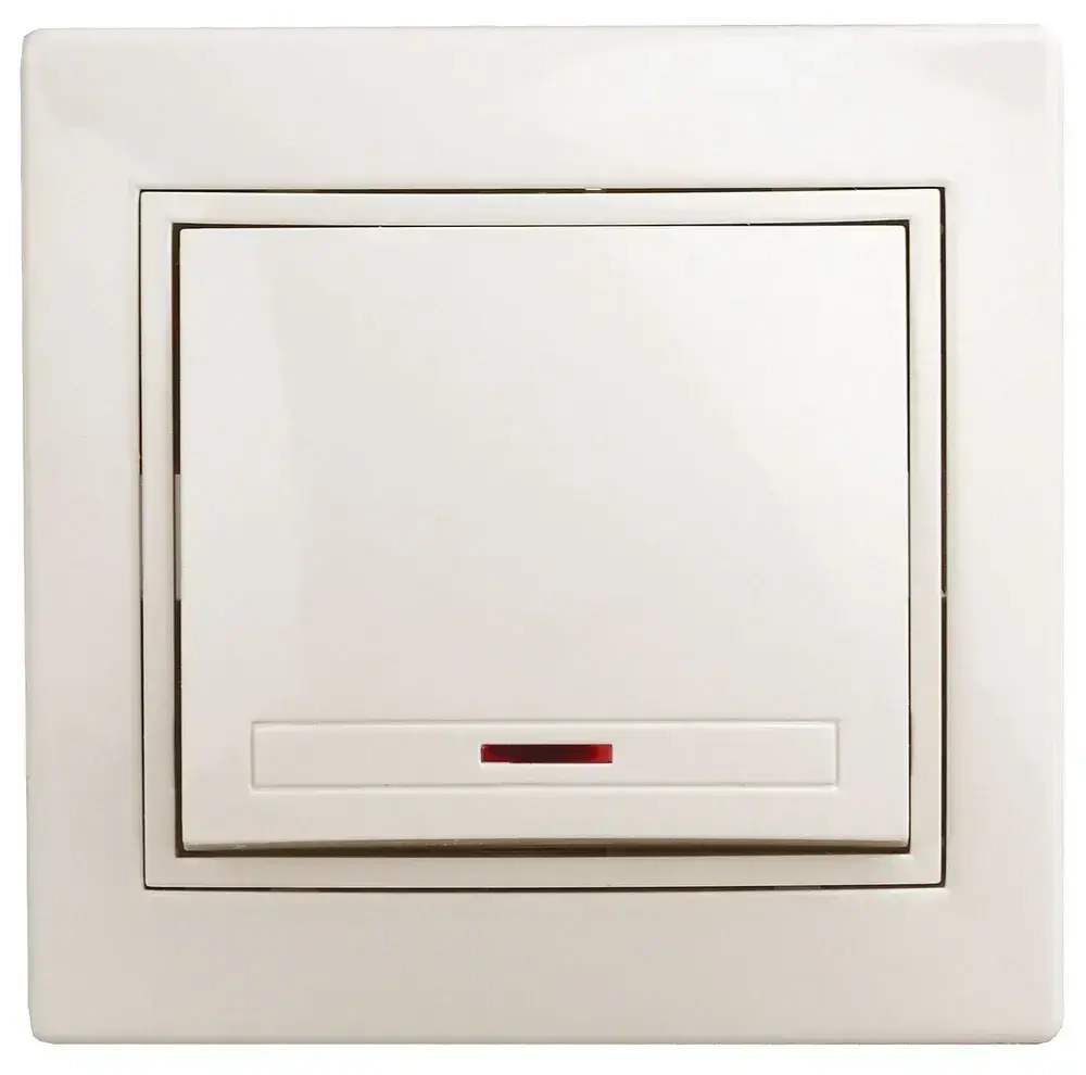 Выключатель Intro Plano 1-102-02 одноклавишный с подсветкой 10А-250В IP20 СУ слоновая кость