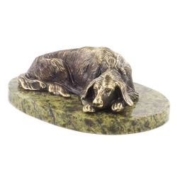 Статуэтка "Собака охотничья"из бронзы и змеевика G 119956