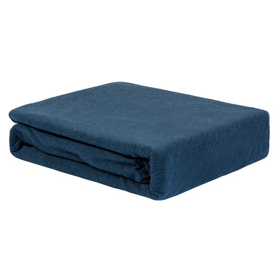 Простыня на резинке из хлопкового трикотажа темно-синего цвета из коллекции essential, 180х200х30 см