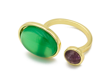 Кольцо "Duo- Нефрит и аметист"