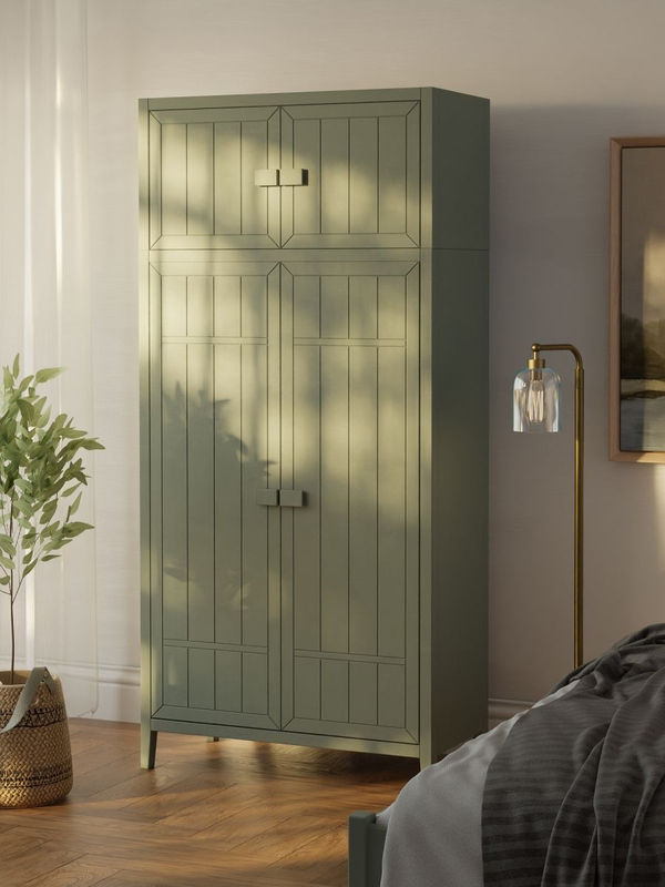 Антресоль105х50х50, Карлос, на шкаф, деревянная, массив сосны, зеленый эвкалипт, Dipriz