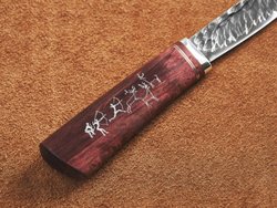 Якутский нож "Амга", сталь Х12МФ, рукоять гранатовая стабилизированная карельская береза / рисунок